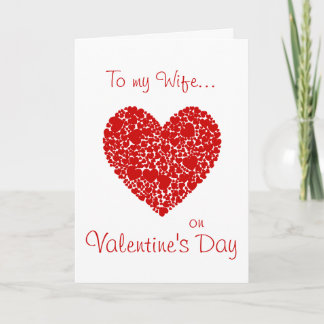 To my Wife on Valentine's Day-Red Hearts Romantic Holiday Card