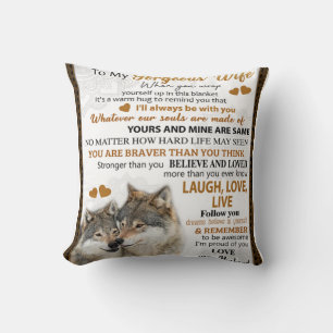 To My Wolf Wife Birthday Gift, Couple Wedding Gift Cushion