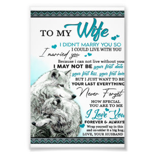 To My Wolf Wife Birthday Gift, Couple Wedding Gift Photo Print