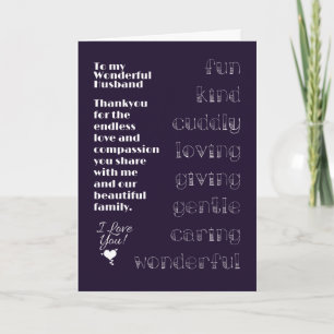 To My Wonderful Husband Card