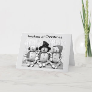 TO *NEPHEW* AT CHRISTMAS FROM CUTE SNOWMEN HOLIDAY CARD