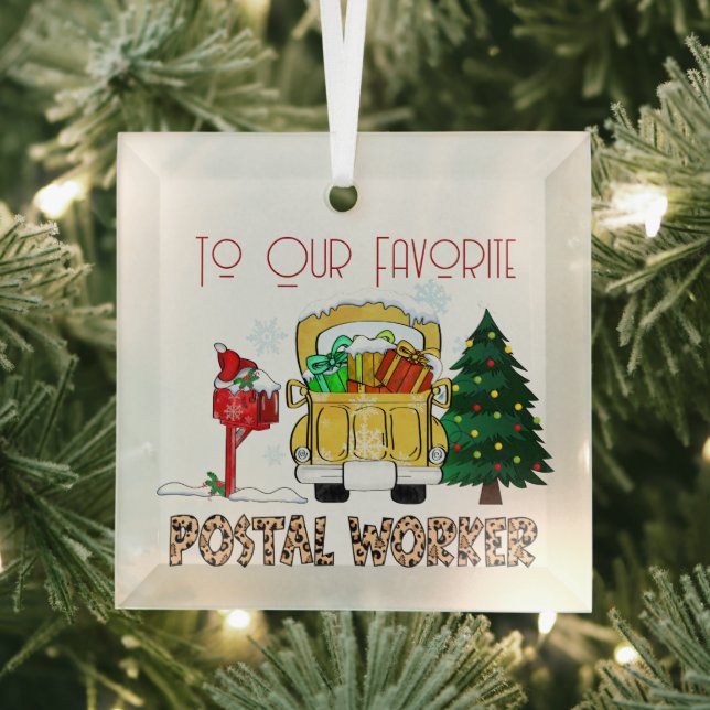 To Our Favourite Postal Worker Christmas Glass Tree Decoration (Insitu)