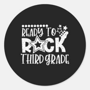 To Rock Third Grade Back To School 3rd Grade Boys Classic Round Sticker