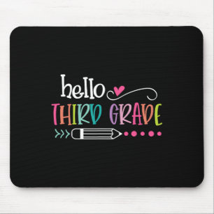 To School Hello Third 3rd Grade For Kids Boy Girl  Mouse Pad
