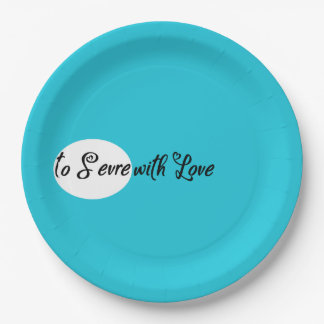 To Serve With Love Aqua Blue Party Paper Plate