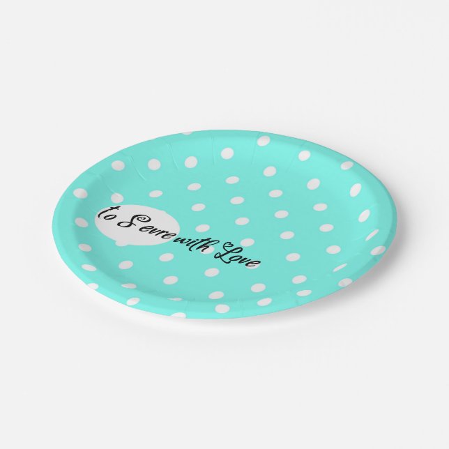 To Serve With Love Pastel Polka Dot Paper Plate (Angled)