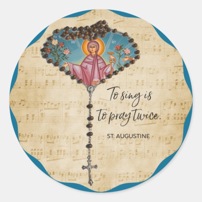 To sing is to Pray Twice St. Augustine Religious Classic Round Sticker (Front)