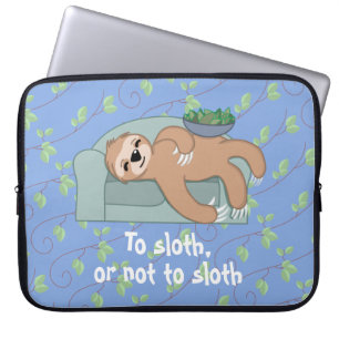To Sloth or Not to Sloth Sleeping with Vine Leaves Laptop Sleeve