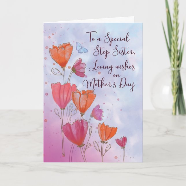 To Step Sister Mothers Day Love with Orange Card (Front)