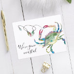 To The Beach New Home Moving Announcement Postcard<br><div class="desc">Announce your change of address in style with this modern "We've Moved" postcard, perfect for sharing your new Florida beach home just in time for Christmas 2024! This design features my original watercolor crab adorned with festive Christmas lights in turquoise, blue, red, and green hues. The phrase "Gone Coastal" is...</div>