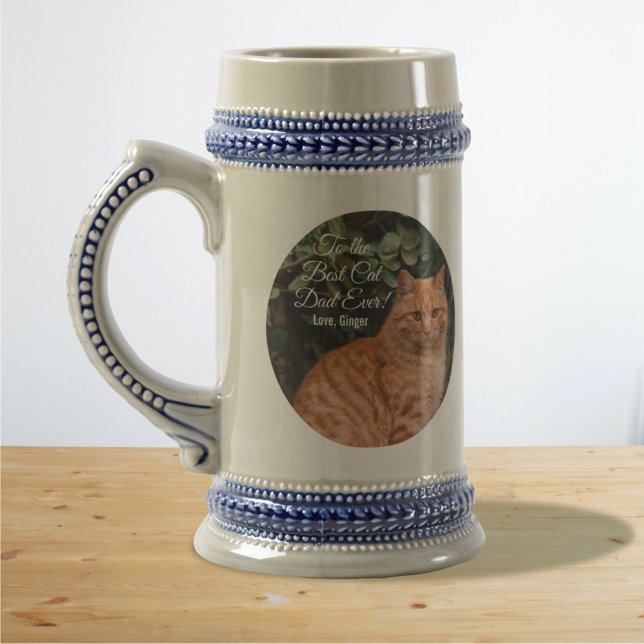 To the Best Cat Dad Ever Custom Photo Beer Stein (Creator Uploaded)