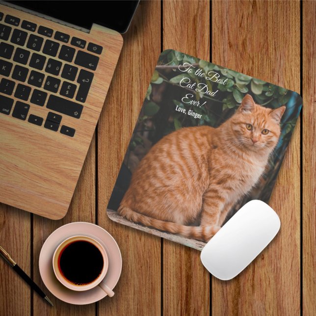 To the Best Cat Dad Ever Custom Photo Mouse Pad (Creator Uploaded)