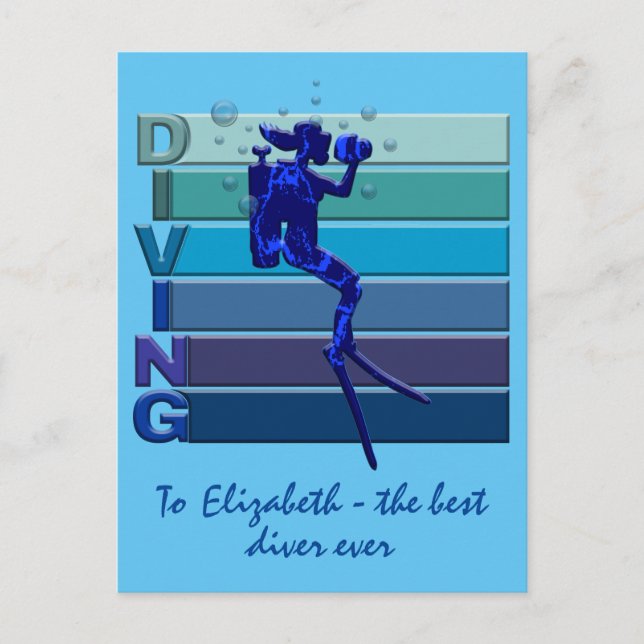 To The Best Diver Ever Customisable For Women Postcard (Front)
