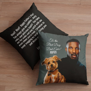 To the Best Dog Dad Ever Custom Photo Cushion