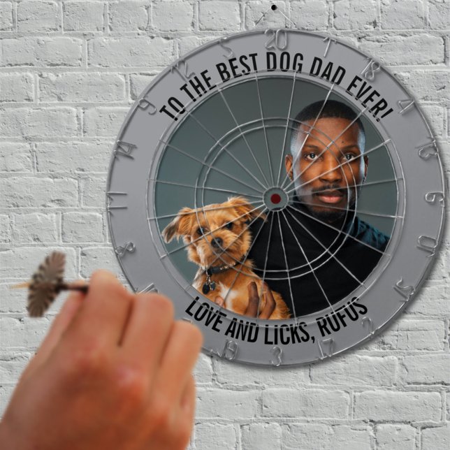 To the Best Dog Dad Ever Custom Photo & Text Dartboard (Creator Uploaded)