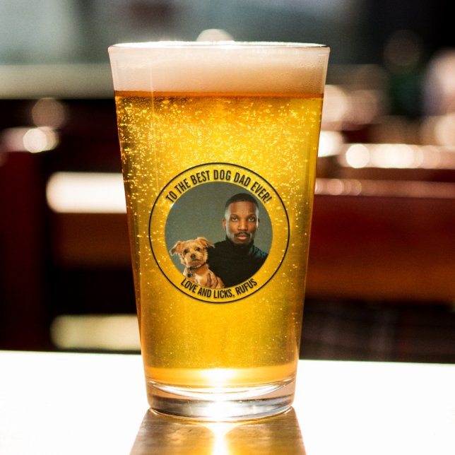 To the Best Dog Dad Ever Custom Photo & Text Glass (Creator Uploaded)