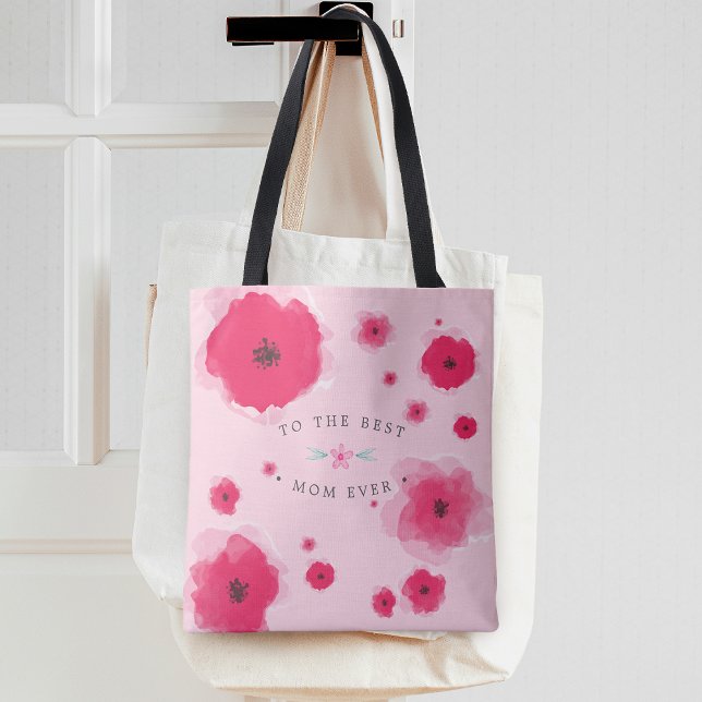 To The Best Mum Ever Pink Floral Mother's Day Tote Bag (To The Best Mom Ever Pink Floral Mother's Day Tote Bag)