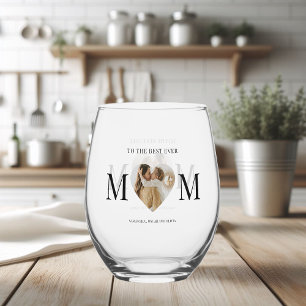 To the Best Mum Photo Heart  Stemless Wine Glass