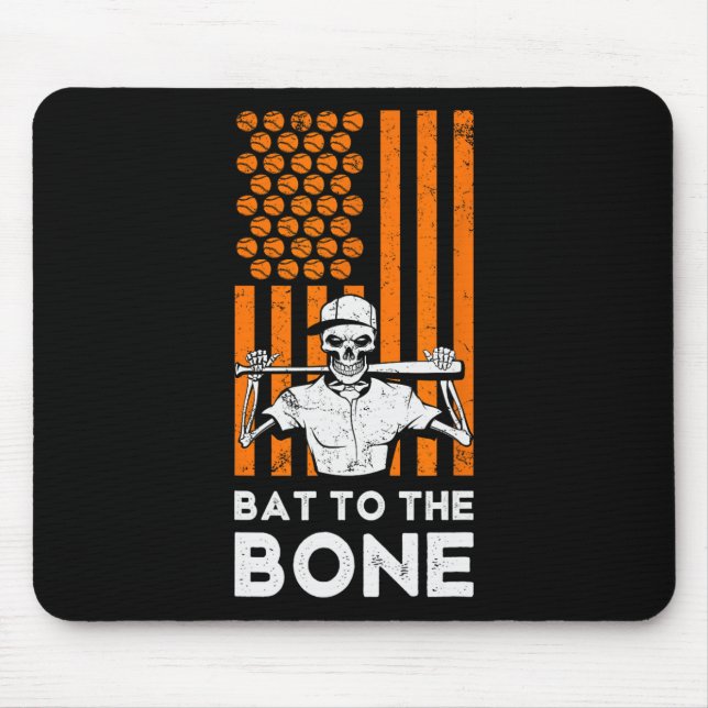 To The Bone Halloween Baseball Skeleton Baseball B Mouse Pad (Front)