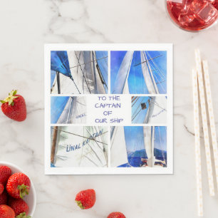 To The Captain Of Our Ship Artistic White Sails Napkin