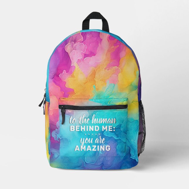 To The Human Behind Me Custom Backpack - Rainbow (Front)