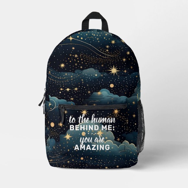To The Human Behind Me Custom Backpack - Sky (Front)
