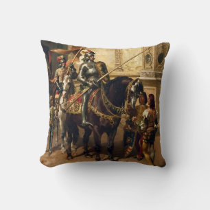 To the Joust by Cesare Detti Cushion
