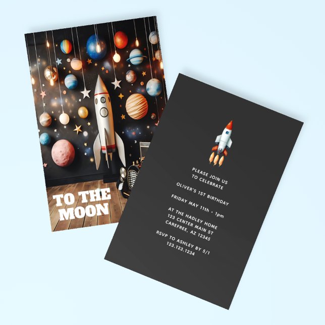 To The Moon 1st Birthday Invitation (Creator Uploaded)
