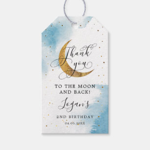 To The Moon and Back Boy Birthday Favour Gift Tags