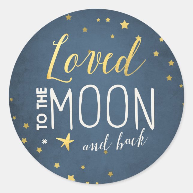 To the moon Envelope seal sticker Baby shower (Front)
