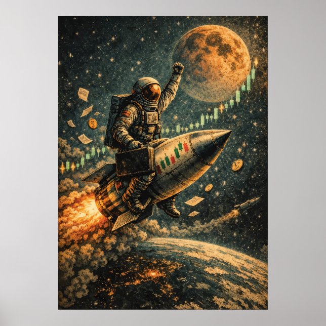 To The Moon - Trading Astronaut, Forex, Crypto  Poster (Front)