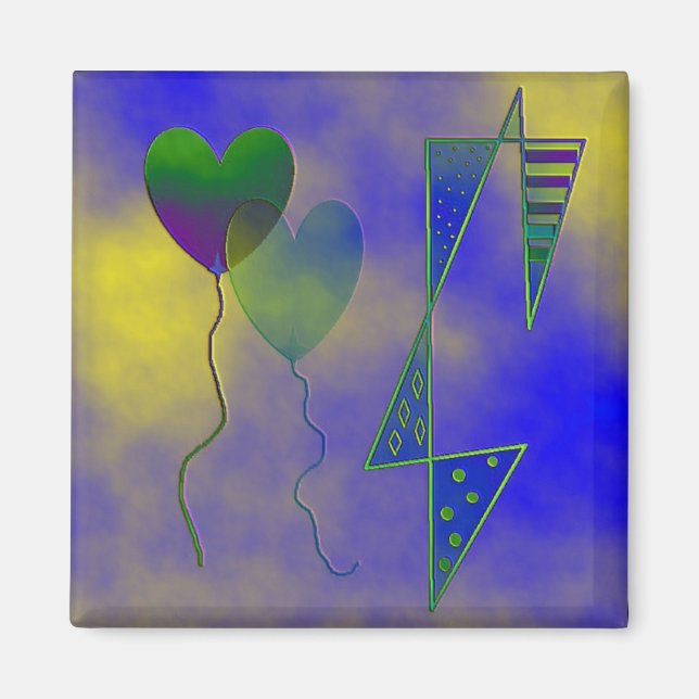 "To The Moon With Love" 2 inch Square Magnet (Front)