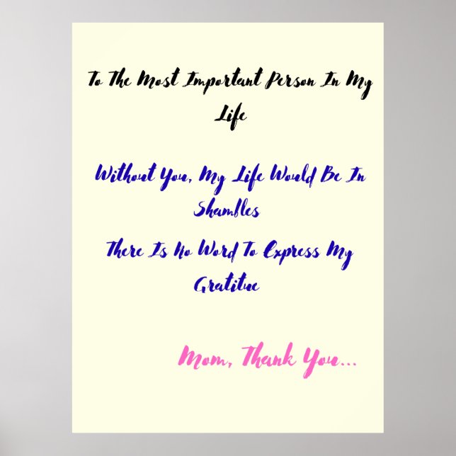 To The Most Important Person in My Life Poster (Front)