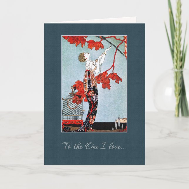 To the One I love. Art Deco Valentine's Day Holiday Card (Front)