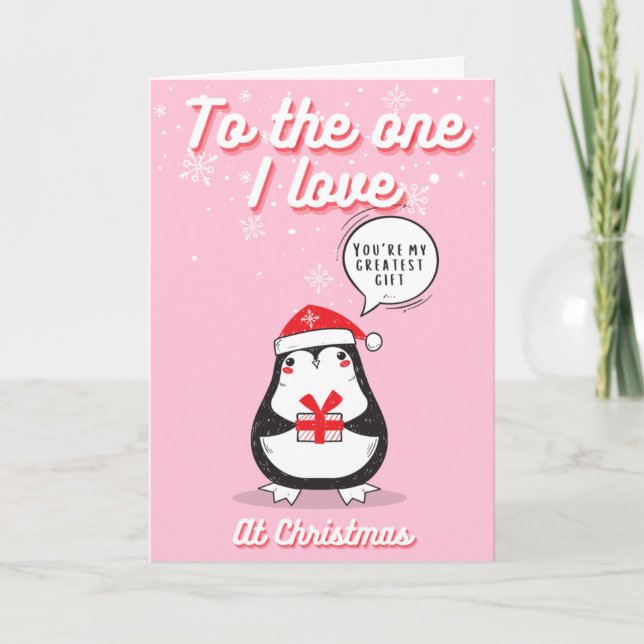 To The One I Love Pink Christmas Card (Front)