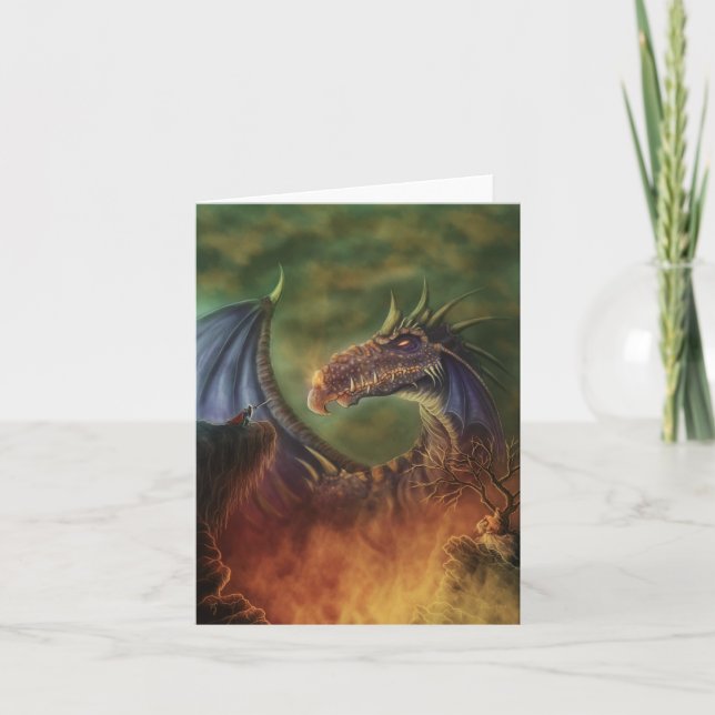 to the rescue! fantasy dragon notecard (Front)