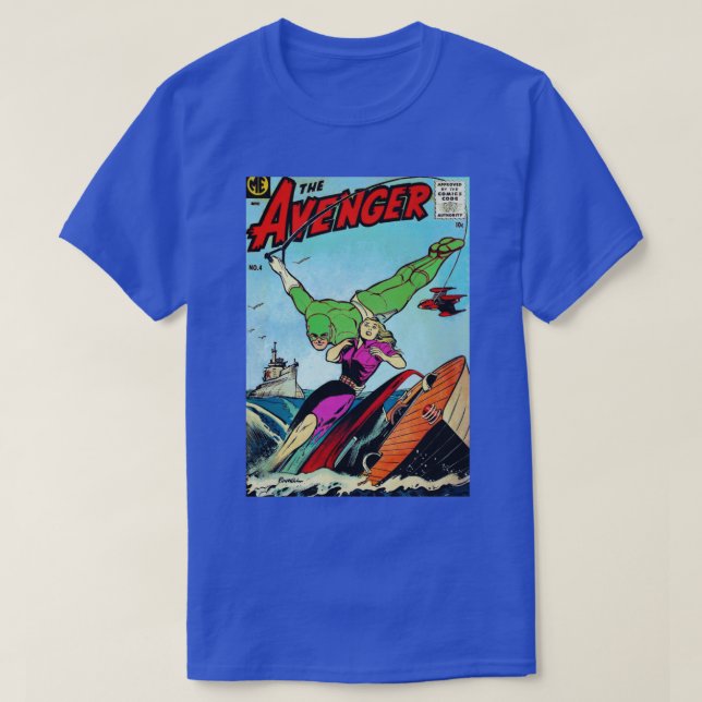To the rescue Old super hero comic book cover retr T-Shirt (Design Front)