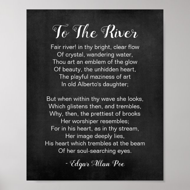 To The River Poem Black and White Poster (Front)