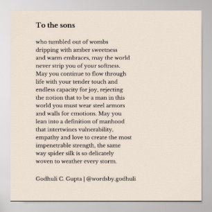 "To the sons" Poetry Print 