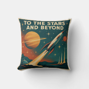 "To The Stars And Beyond" Vintage Space Travel Cushion