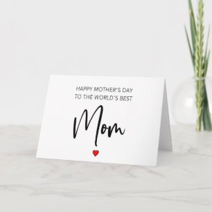 To The World's Best Mum, Happy Mother's Day Card