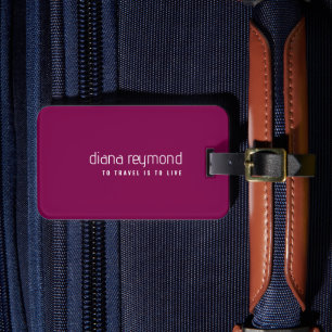 'To Travel is to Live' simple minimalist wine Luggage Tag