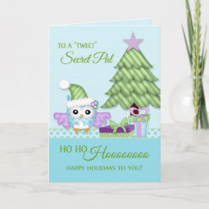 To 'Tweet Secret Pal Happy Holiday Owl w/tree Card