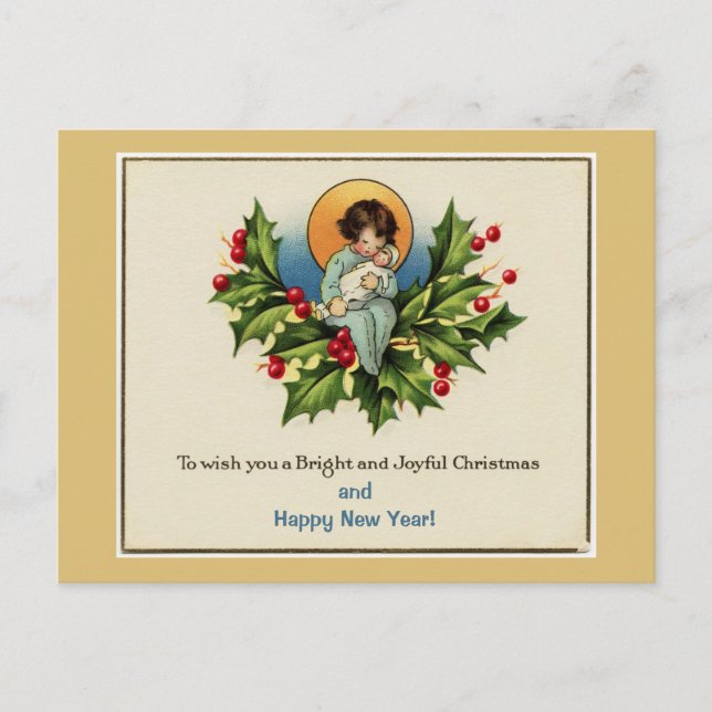 To Wish You a Bright and Joyful Christmas Yellow Holiday Postcard (Front)