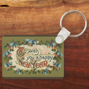 To Wish You a Happy New Year, Vintage Victorian Key Ring