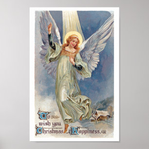 To Wish You Christmas Happiness Vintage Christmas Poster