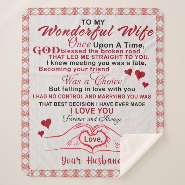 To Wonderful Wife I Knew Meeting You Was A Fate Sherpa Blanket (Front)