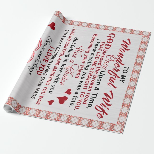 To Wonderful Wife I Knew Meeting You Was A Fate Wrapping Paper (Unrolled)