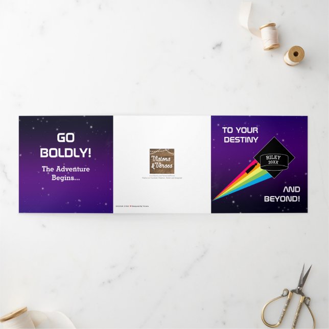 To Your Destiny and Beyond Space Graduation Tri-Fold Card (Outside)