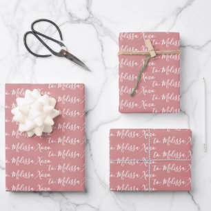 To Your Name Modern Handwriting Dusty Rose Pink Wrapping Paper Sheet